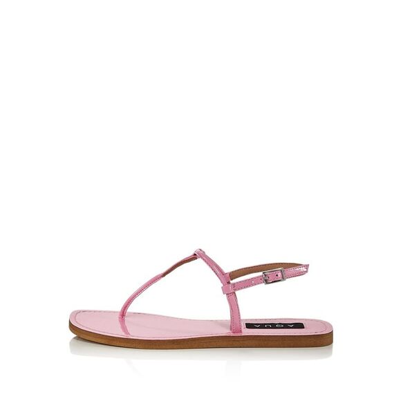AQUA Womens Pink T-Strap Zen Round Toe Buckle Thong Sandals Shoes 7.5 M - Picture 3 of 4